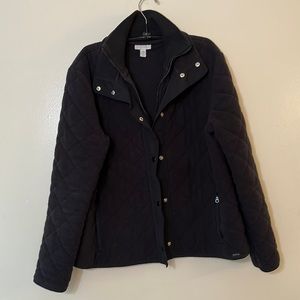 Charter Club Frostek Black Quilted Fleece Short Jacket,Size L